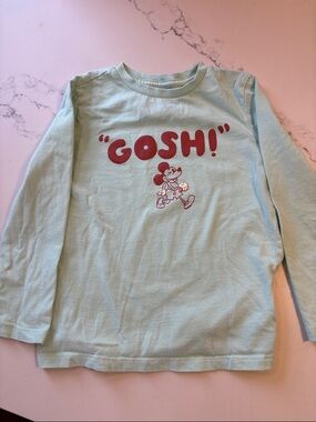 Disney Mint Green Long-Sleeve Tee with Red 'GOSH!' Mickey Graphic